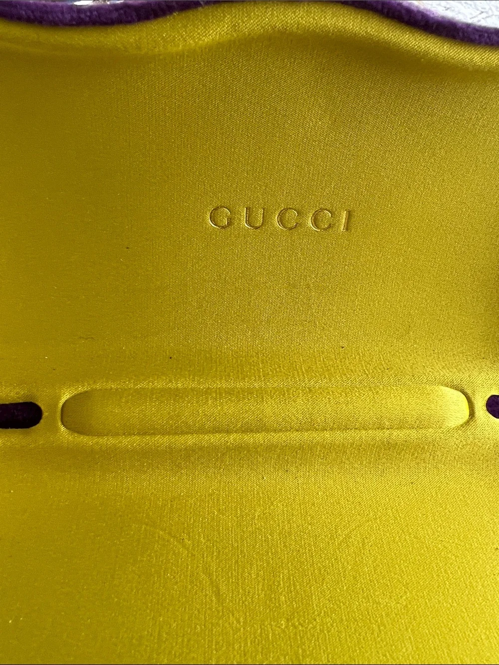 Gucci Purple Velvet Eyewear Case with Lime Interior